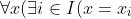 \forall x(\exists i \in I(x = x_i) \rightarrow x \in A)
